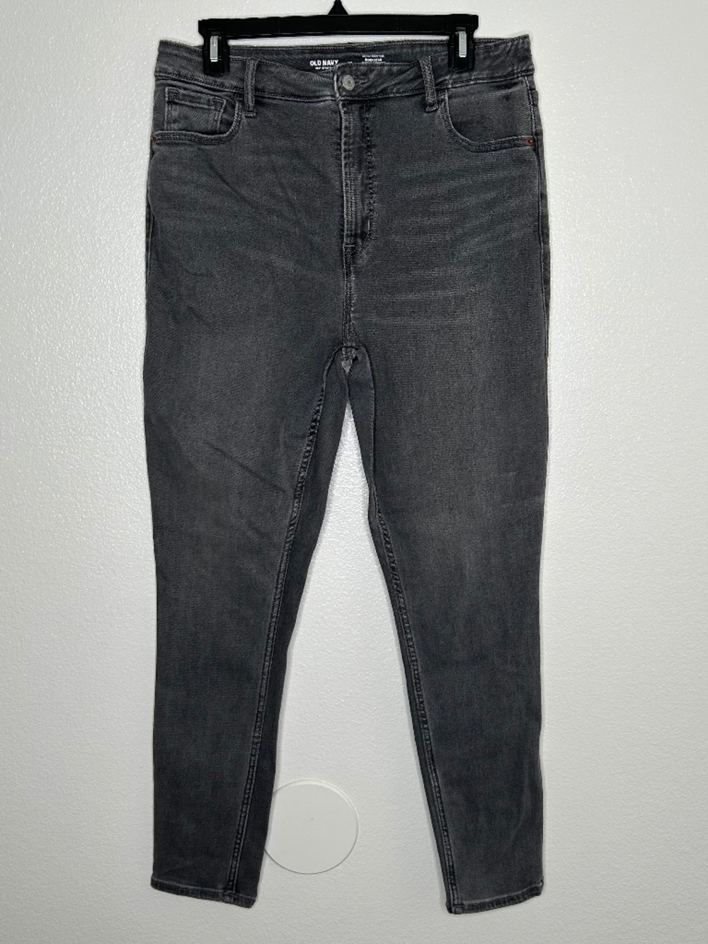 Old Navy Womens Gray Rockstar Extra High-Rise Super Skinny Jeans Stretch Size 12